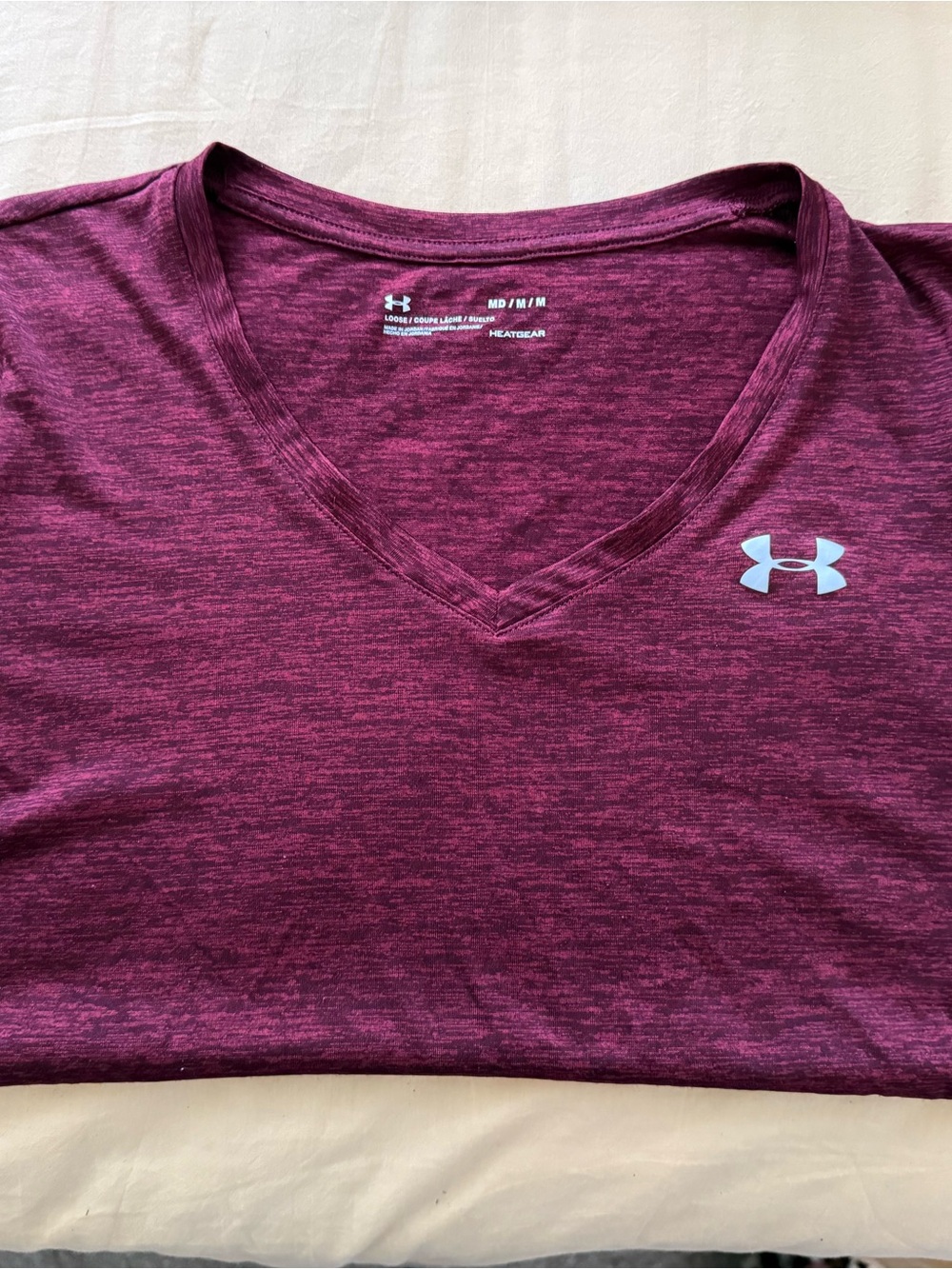 Under Armour Women's Maroon Heather V-Neck Performance Tee